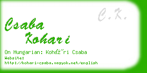 csaba kohari business card